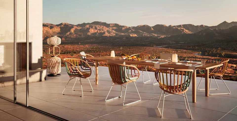 Dedon Kida outdoor furniture, set up outdoors