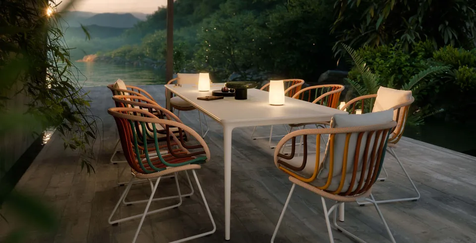 Dedon Kida outdoor furniture, set up outdoors